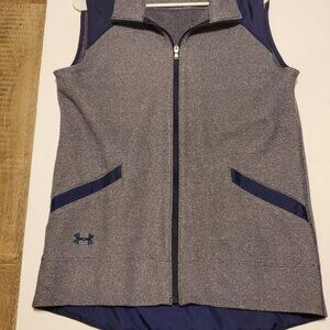 Under Armour ColdGear Women's Heather Blue Full Zip Up Mock Neck Sleeveless Vest